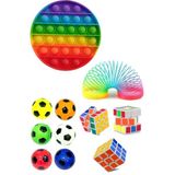 Stres Giderici Set 1 Yuvarlak Popit 1 Rubik Zeka Küpü 1 Stres Yayı 1 Stres Topu
