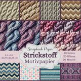 Strickstoff Motivpapier, Scrapbook Paper: Schönes Dekopapier für Herbst und Winter, 20 Bastelpapiere (10 verschiedene Designs, jeweils 2x) Format: 8,5 x 8,5 Zoll (21,59 x 21,59 cm)
