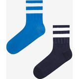 Striped 2li Mavi Lacivert Tenis Soket Çorap