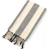 Striped Peştemal Banyo Havlusu Plaj Havlusu Siyah