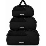 Strong 3' Lü Set Önü Cepli Ayarlanabilir Omuz Askılı Fitness Spor Seyahat El Çantası - One Size - Siyah