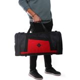 Strong Bag Kumaş Seyahat Valizi Spor Hastane Asker Çantası El ve Omuz Çantası Hostes Valiz - Siyah - Kırmızı