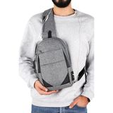 Strong Kulaklık Çıkışlı Tek Kol Göğüs ve Sırt Çantası ,çapraz Çanta Body Bag TK02 - Gri