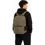 Strong Unisex Kanvas Kumaş Laptop Bölmeli Okul Çantası , Günlük Spor Seyahat Sırt Çantası - Tekli - Haki