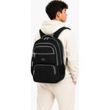 Strong Unisex Kanvas Kumaş Laptop Bölmeli Okul Çantası , Günlük Spor Seyahat Sırt Çantası - Tekli - Siyah