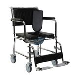 Strongart Tekerlekli Katlanır Klozetli Banyo Sandalyesi Çelik Malzeme ile Ergonomik Tasarım - Siyah - 105 cm