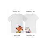 STRSTORE Sevgili Kombini Zootopia Nick ve Judy Baskılı Beyaz Polyester-Pamuk Karışım T-Shirt