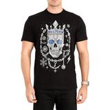 STRWC- Gecenin Zincirini Kıran Taşlı T-shirt,%100 Pamuk, Uniseks, Siyah, Bisiklet Yaka, Rhinestone Tasarım S