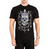 STRWC- Gecenin Zincirini Kıran Taşlı T-shirt,%100 Pamuk, Uniseks, Siyah, Bisiklet Yaka, Rhinestone Tasarım XL