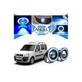 STS Oto Aksesuar Fiat Doblo D1 Uyumlu, Universal Mercekli LED Angel Sis Farı, 76MM Buz Mavi Renk