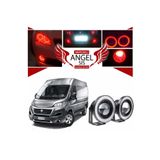 STS Oto Aksesuar Fiat Ducato Uyumlu, Universal Mercekli LED Angel Sis Farı, 76MM Kırmızı Renk