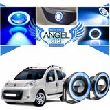 STS Oto Aksesuar Fiat Fiorino Uyumlu, Universal Mercekli LED Angel Sis Farı, 76MM Buz Mavi Renk