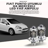 STS Oto Aksesuar Fıat Grande Putno Uyumlu Mercek LED Xenon Uzun Kısa Tek Renk Beyaz Şimşek Etkili Ampul - 00-Beyaz - 1