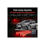 STS Oto Aksesuar Fiat Linea Uyumlu RGB Ayak Altı LED 12 Led Kumandalı Müzik Duyarlı Araç İçi Aydınlatma 7 Renk 12V