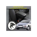 STS Oto Aksesuar Ford Focus 1 Uyumlu Kol Dayama Ve Kolçak Sürgülü Bardaklıklı Ayarlanabilir Siyah Deri