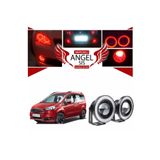 STS Oto Aksesuar Ford Tourneo Courier Uyumlu, Universal Mercekli LED Angel Sis Farı, 76MM Kırmızı Renk