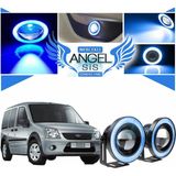 STS Oto Aksesuar Ford Transit Connect Uyumlu, Universal Mercekli LED Angel Sis Farı, 76MM Buz Mavi Renk