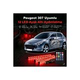 STS Oto Aksesuar Peugeot 307 Uyumlu RGB Ayak Altı LED 12 Led Kumandalı Müzik Duyarlı Araç İçi Aydınlatma 7 Renk 12V
