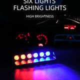 STS Oto Aksesuar Polis Çakarı Cam Içi Vantuzlu 6 LED Kırmızı Mavi Çakmaklık Girişli Ön Arka Cam Polis Lamba 12 Mod - Kırmızı - Mavi