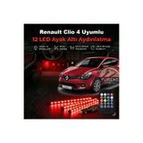 STS Oto Aksesuar Renault Clio 4 Uyumlu RGB Ayak Altı LED 12 Led Kumandalı Müzik Duyarlı Araç İçi Aydınlatma 7 Renk 12