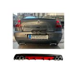 STS Oto Aksesuar Renault Megane 2 Sedan Uyumlu Difüzör Arka Tampon Eki 4 Egzoz Çıkışlı Kırmızı Lüx Tip