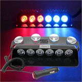STS Oto Aksesuar S6 Polis Çakarı Cam Içi Vantuzlu 6 LED Kırmızı Mavi Çakmaklık Girişli Ön Arka Cam 12 Mod