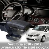 STS Oto Aksesuar Seat Ibiza 2010 - 2012 Uyumlu Premium Deri Kol Dayama Kolçak Lüx Tip - Krom Siyah