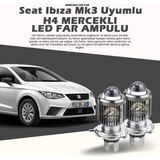 STS Oto Aksesuar Seat Ibıza Mk3 Uyumlu Mercek LED Xenon Uzun - Kısa Tek Renk Beyaz Şimşek Etkili - 00-Beyaz - 1