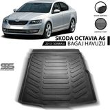 STS Oto Aksesuar Skoda Octavia A6 Bagaj Havuzu 2013 Sonrası Havuzlu Bagaj Paspası - Karbon
