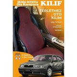 STS Oto Aksesuar Skoda Octavia Uyumlu Kırmızı Prestij Serisi Dokuma Kumaş Oto Koltuk Kılıfı Ön Tam Arka Alt