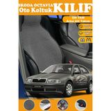 STS Oto Aksesuar Skoda Octavia Uyumlu Siyah Prestij Serisi Dokuma Kumaş Oto Koltuk Kılıfı Ön Tam Arka Alt