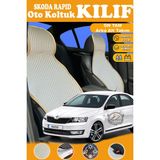 STS Oto Aksesuar Skoda Rapid Uyumlu Bej Prestij Serisi Dokuma Kumaş Oto Koltuk Kılıfı Ön Tam Arka Alt