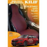 STS Oto Aksesuar Skoda Scala Uyumlu Kırmızı Prestij Serisi Dokuma Kumaş Oto Koltuk Kılıfı Ön Tam Arka Alt
