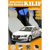 STS Oto Aksesuar Skoda Super Buyumlu Bej Prestij Serisi Dokuma Kumaş Oto Koltuk Kılıfı Ön Tam Arka Alt