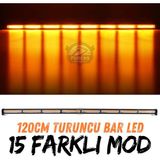 STS Oto Aksesuar Turuncu Tepe Çakar Bar LED 120CM 12-24V Off Road Çekici Traktör Ikaz Lambası Çakar 15 Modlu