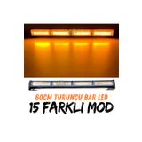STS Oto Aksesuar Turuncu Tepe Çakar Bar LED 60CM 12-24V Off Road Çekici Traktör Ikaz Lambası Çakar 15 Modlu