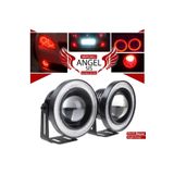 STS Oto Aksesuar Universal Mercekli Uyumlu Led Angel Sis Farı, 76mm Kırmızı Renk