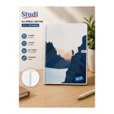 Studi 150 Yaprak A4 4+1 Spiralli Defter – 4 Kareli 1 Çizgili Dağ ve Doğa Desenli Okul Defteri