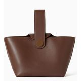 Studio Amelia Odessa Deri Top-Handle Çanta, Altın Detaylı, Kumaş Astar, Kart Yuvalı - Kahverengi