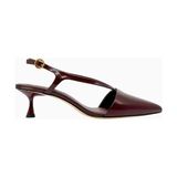 Studio Amelia Studıo Amelıa Halo 50 Bordo Deri Sivri Burun, Tokalı Orta Topuklu Slingback Ayakkabı