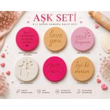 Studio Aslan Design Aşk Seti 6’lı Şeker Hamuru Kalıbı – Love You, Seni Seviyorum, Iyi Ki Varsın Yazılı Fondant Pasta & Kurabiye Damga Seti - Beyaz