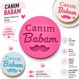 Studio Aslan Design Canım Babam Şeker Hamuru & Kurabiye Kalıbı | Canım Babam Fondant Baskı Mührü | Pla Pasta Süsleme Kalıbı - Beyaz