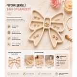 Studio Aslan Design Fiyonk Şeklinde Takı Organizeri | Küpe, Yüzük ve Kolye Düzenleyici | Dekoratif Takı Saklama Tepsisi | Pla Takılık - Bej