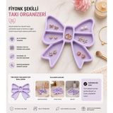 Studio Aslan Design Fiyonk Şeklinde Takı Organizeri | Küpe, Yüzük ve Kolye Düzenleyici | Dekoratif Takı Saklama Tepsisi | Pla Takılık - Lila