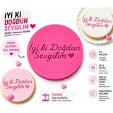 Studio Aslan Design Iyi Ki Doğdun Sevgilim Şeker Hamuru Kalıbı | Romantik Fondant Kalıbı | Doğum Günü Pasta ve Kurabiye Süsleme Mührü | Pla 3D Baskı Kalıp - Beyaz