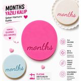 Studio Aslan Design Months Yazılı Şeker Hamuru Kalıbı | Baby Months Fondant Kalıbı | Aylık Bebek Konsept Pasta ve Kurabiye Mührü | Pla 3D Baskı Kalıp - Beyaz