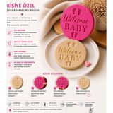 Studio Aslan Design Welcome Baby Şeker Hamuru Desen Kalıbı 7 cm – Fondan & Kurabiye Için Kabartma Desen Aparatı - Beyaz