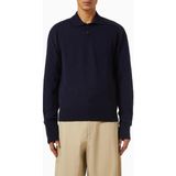 Studio Nicholson Sark Erkek Polo Kazak, Lüks Merino Yün, Minimalist ve Zarif Tasarım - Lacivert - XL