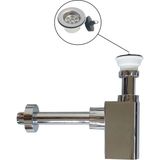 Studor Trap-Vent havalıklı lavabo sifonu, kromajlı, paslanmaz delikli süzgeçli (taşma deliksiz), 32lik çıkışlı, tıkanma ve koku önleyici hızlı akışlı temizlenebilir havalıklı lavabo gider sifonu - Parlak Krom