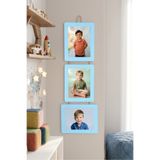 Stüdyo Plus 3’lü İpli Ahşap Fotoğraf Çerçevesi 15x21 cm – 2 Dikey 1 Yatay – Bebek & Çocuk Odası Duvar Dekoru